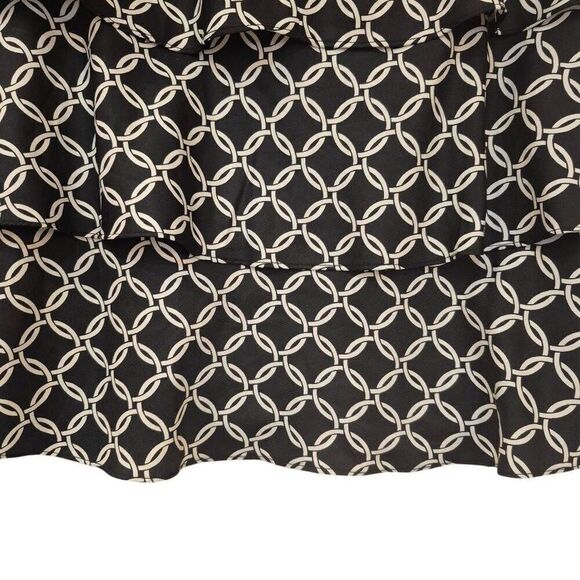 White House Black Market Women's Black & White Poly Geometric Print Tiered Lined - Picture 6 of 9